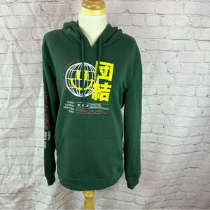 brooklyn cloth green fleece pullover hoodie sz large